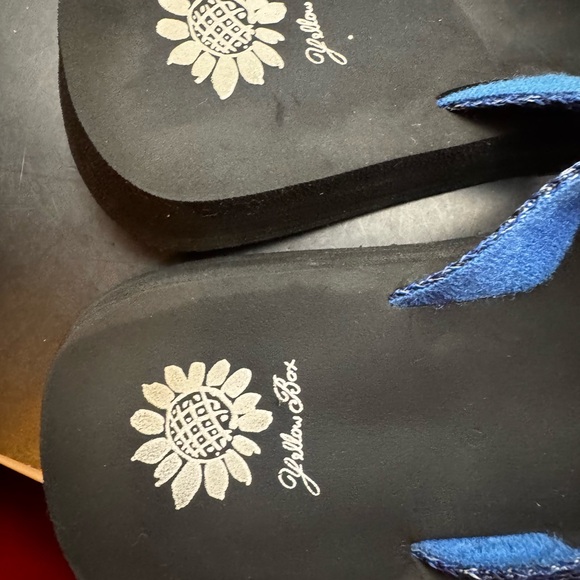 Yellow Box Flip Flops Fayne Women's Blue & Silver Metallic Comfort Sandals SZ 7 - Picture 11 of 16